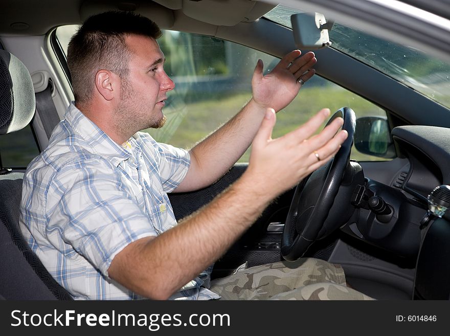 Casual Man In Car