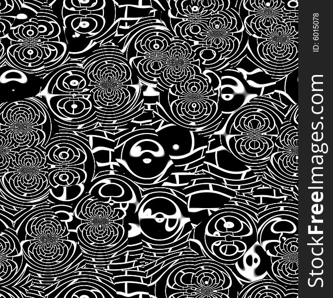 Black and white retro pattern, tiles seamlessly, escher typical optical illusion