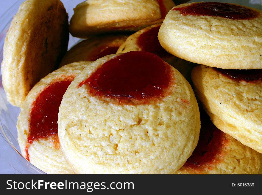 A plate of delicious raspberry buns