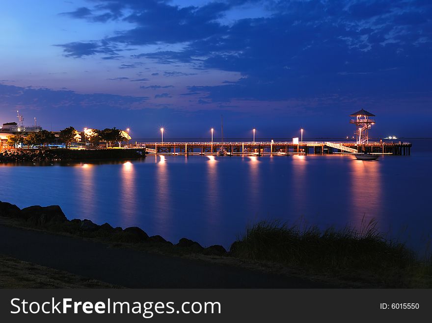 Night scene at Port Angeles in Washington state. Night scene at Port Angeles in Washington state