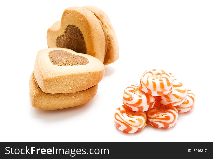 Isolated tasty cookie and candy