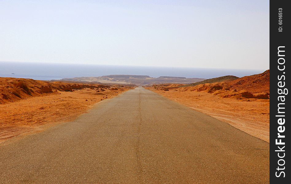 Road in national park ras mohamed in egypt