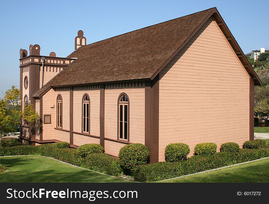 Historic wood Victorian style restored church in San Diego, CA, USA. Historic wood Victorian style restored church in San Diego, CA, USA