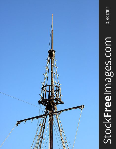 Top of the mast of an old sailing ship.