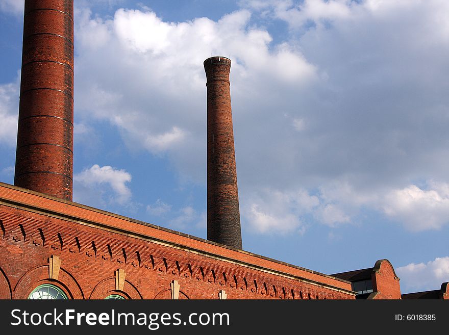 Smoke stacks on an old power plant