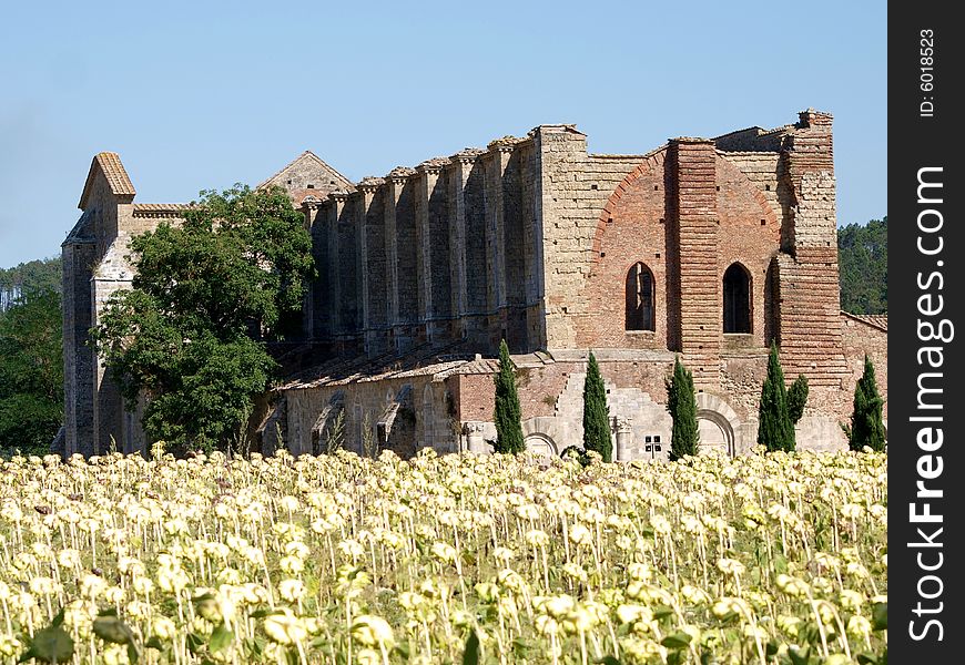 Image of the great abbey of Saint Galgano in Tuscany. Image of the great abbey of Saint Galgano in Tuscany