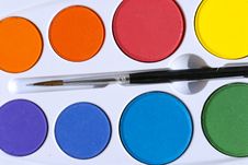 Paint Box With Brush Stock Photography