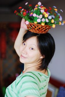 A Girl With Flowers Royalty Free Stock Photos A Girl With Flowers Royalty Free Stock Photos