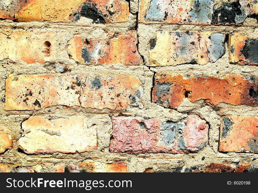 Grunge dark red  brick wall background texture