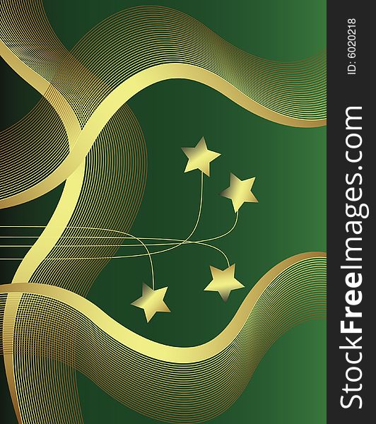 Four Golden Stars are Featured in an Abstract Background Illustration. Four Golden Stars are Featured in an Abstract Background Illustration.