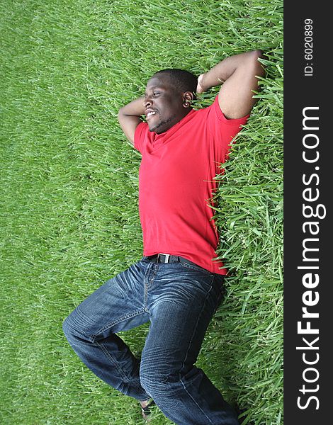Verticle image of a Man laying on the grass. Verticle image of a Man laying on the grass.
