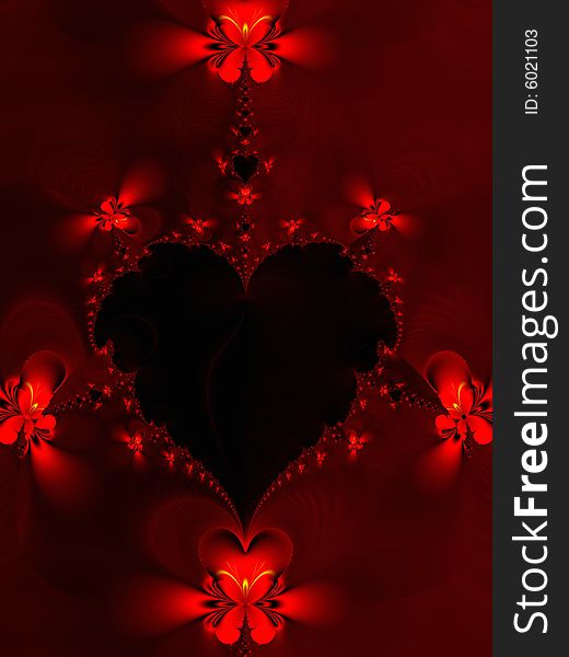 Luxurious red heart (fractal abstract decorative background)