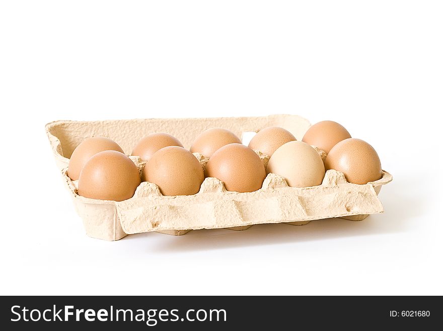 Packing of eggs isolated on a white background