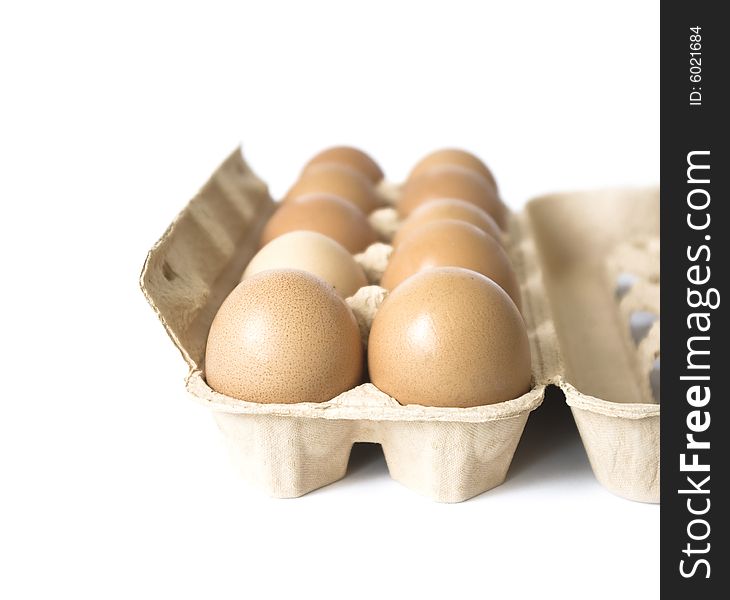 Packing of eggs isolated on a white background