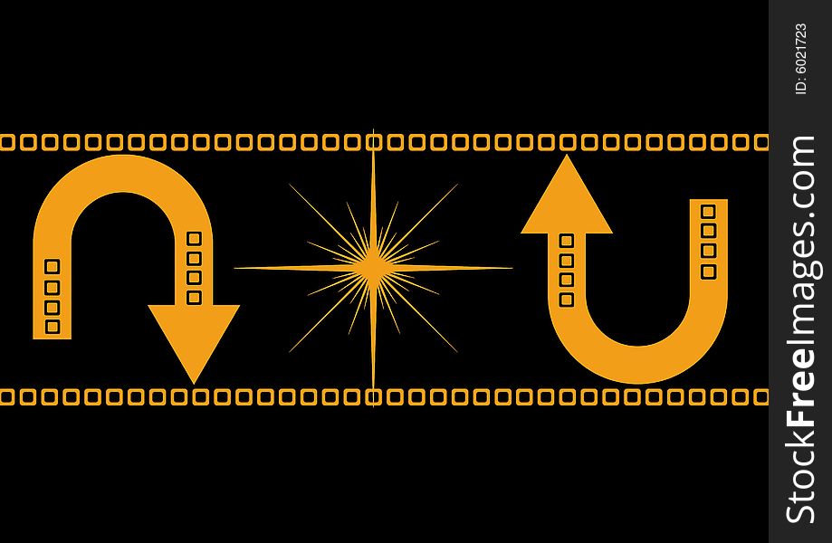 Two arrows opposite in direction to each other in a black background