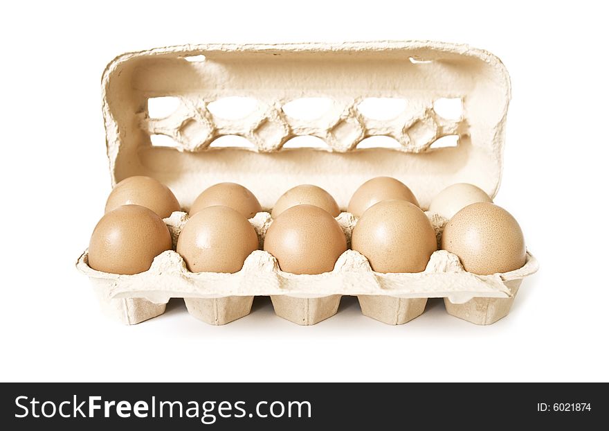 Packing of eggs isolated on a white background. Packing of eggs isolated on a white background