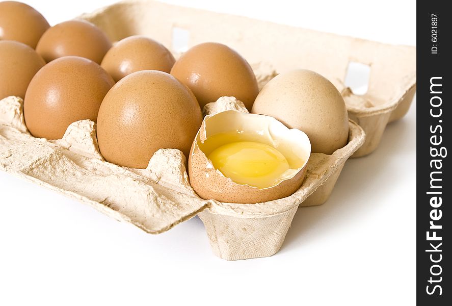 Packing of eggs isolated on a white background. Packing of eggs isolated on a white background