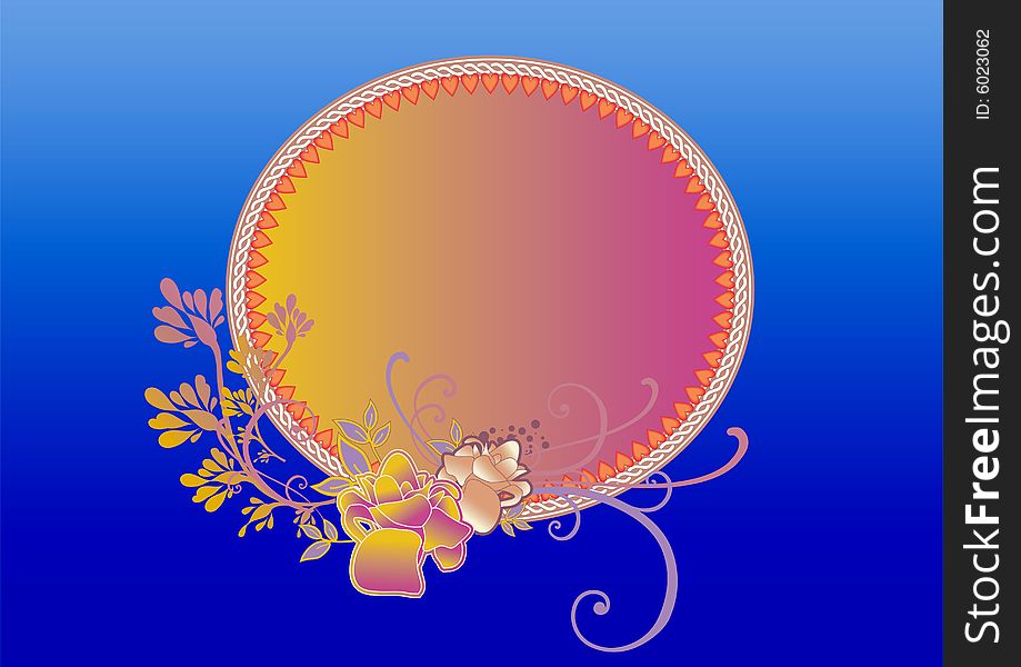 Floral frame blue gradient  background  in colorful frame and looks good