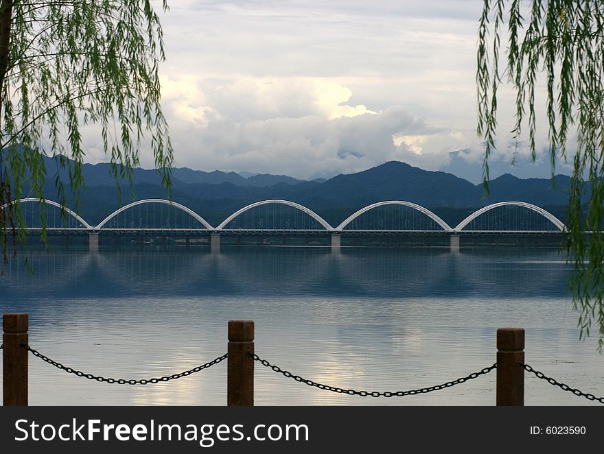 A beautiful bridge on Hanjiang River