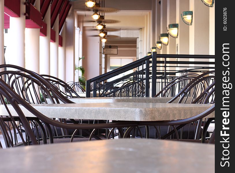 Empty patio tables from a diner. Empty patio tables from a diner