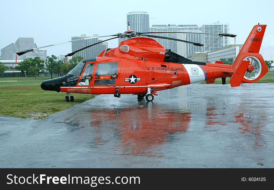 A U.S. Coast Guard Rescue Helicopter. A U.S. Coast Guard Rescue Helicopter