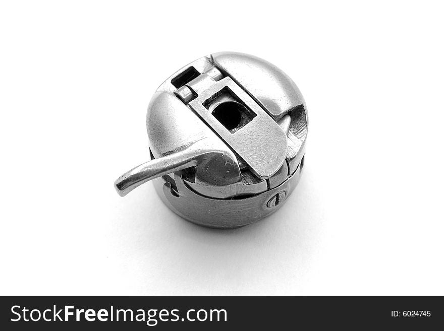 Isolated steel capsule on white background