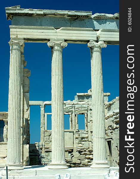 The Erechtheum, located at the Acropolis of Athens. The Erechtheum, located at the Acropolis of Athens