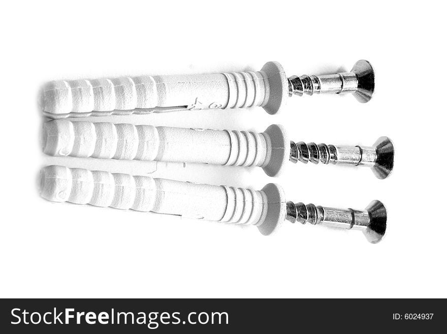 Isolated screws on white background