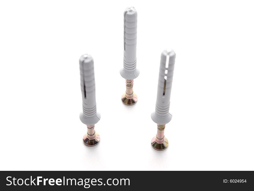 Isolated screws on white background