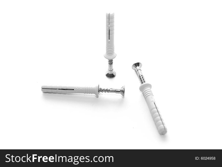 Isolated screws on white background