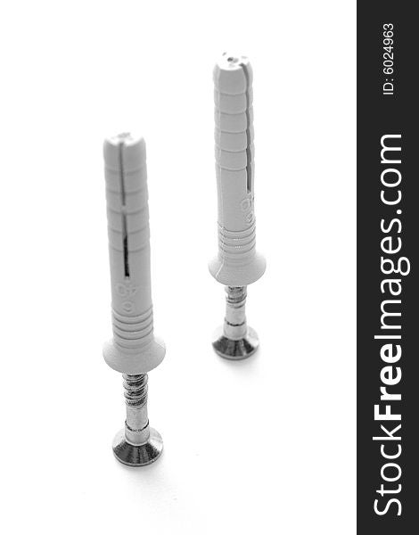 Isolated screws on white background