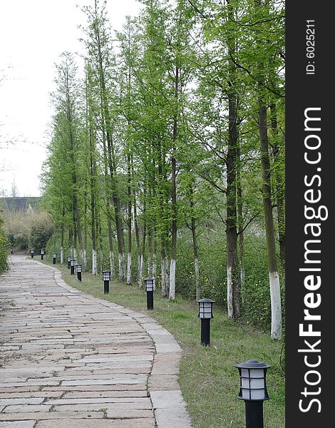 Stone alley, in a public park