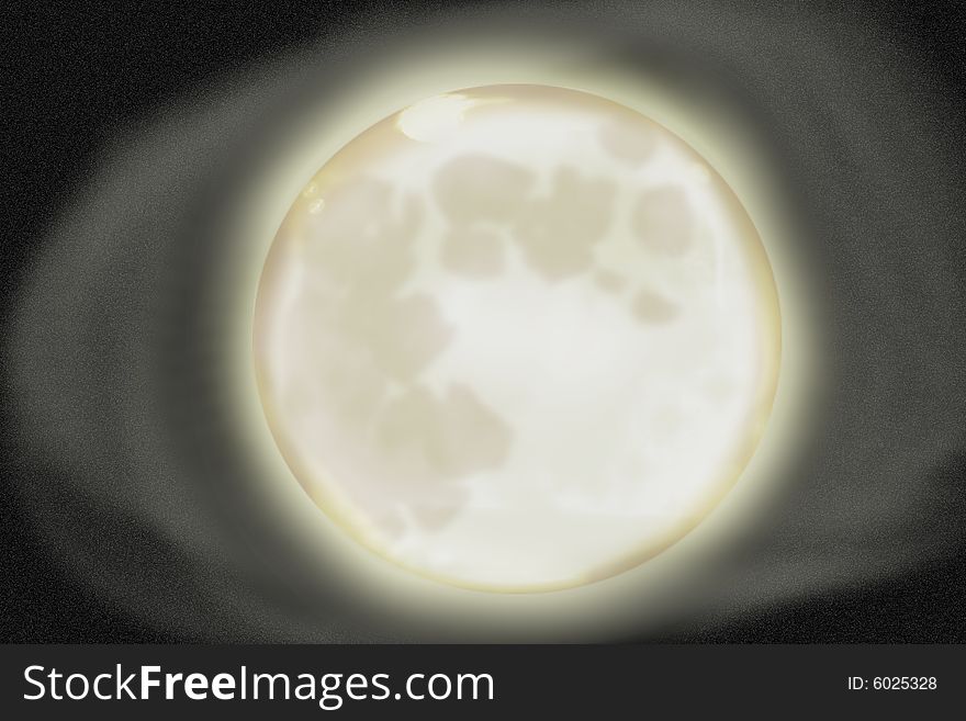 An illustration of the moon in the sky