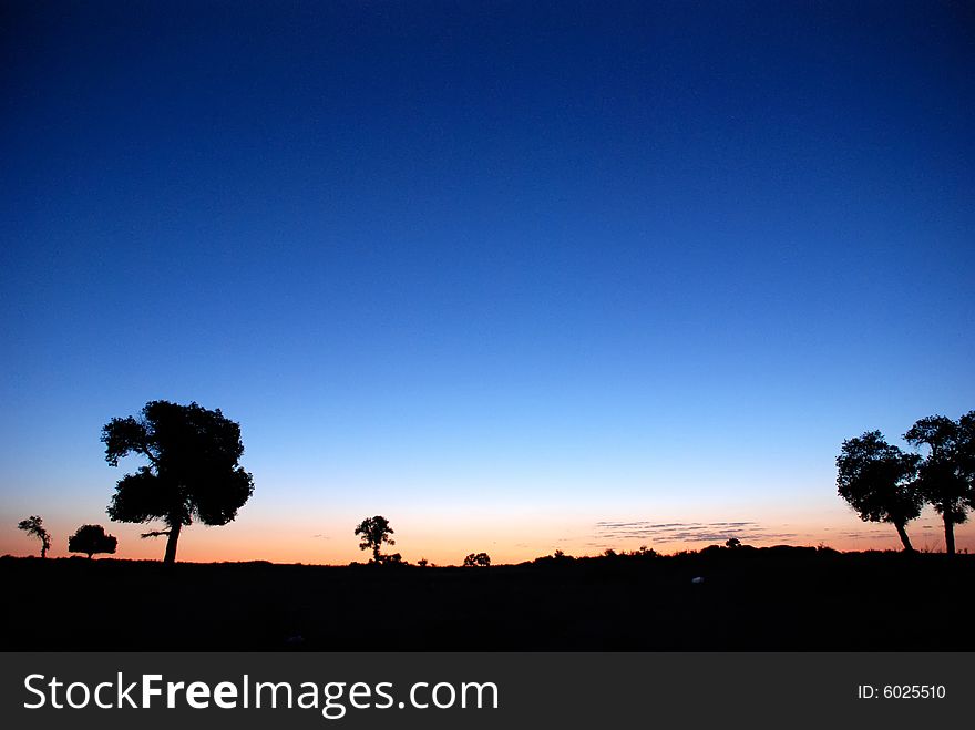 The time of sunrise with blue sky is beautiful