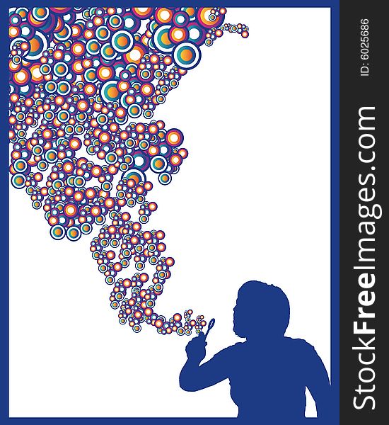 Blue Bubbles Girl Vector Illustration