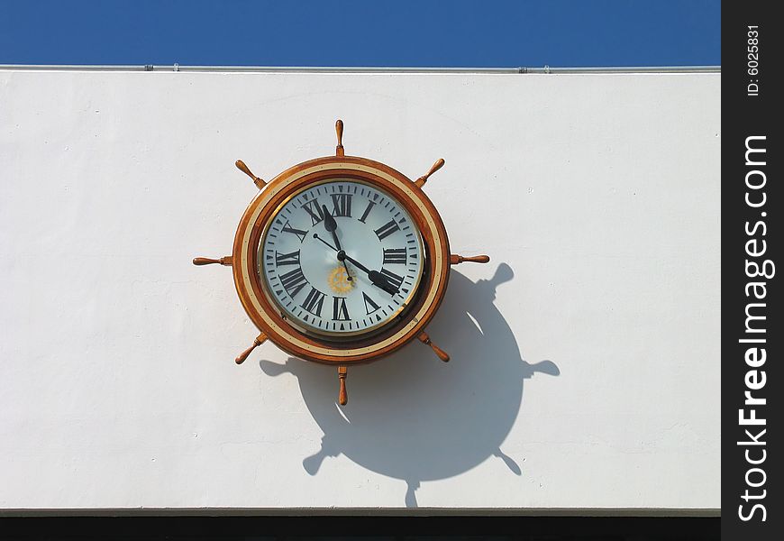 Inside ship helm setting clock