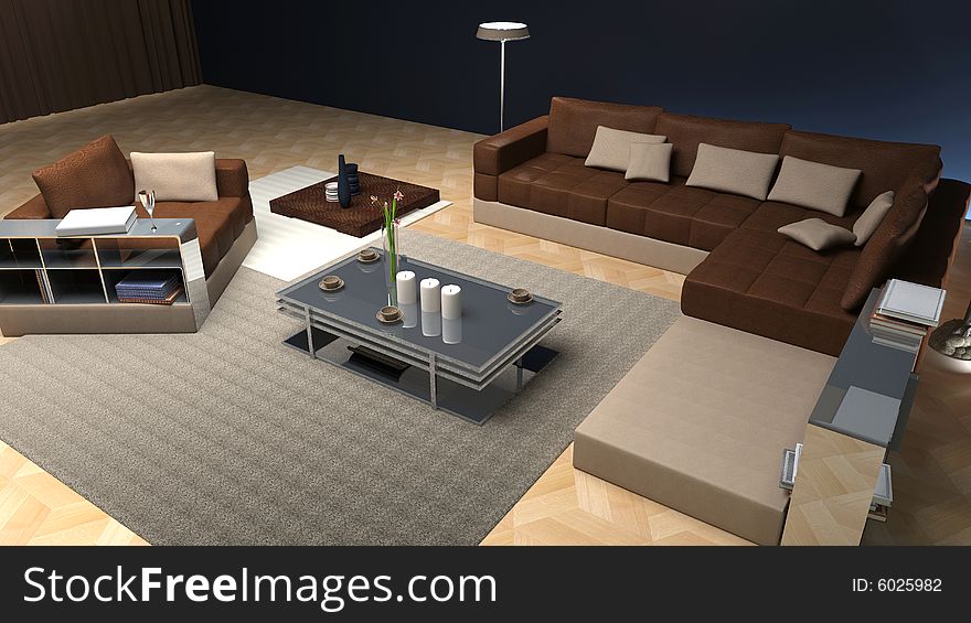 Interior of a room with upholstered furniture. Interior of a room with upholstered furniture