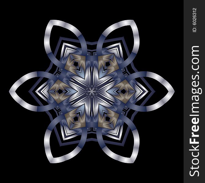 Abstract fractal image resembling a pretty floral snowflake flourish