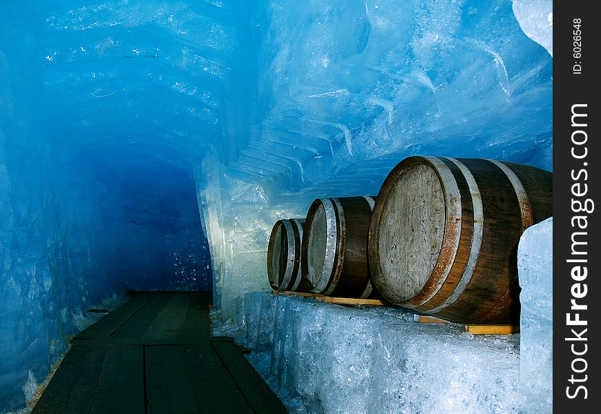Three barrel inside a glacier. Three barrel inside a glacier
