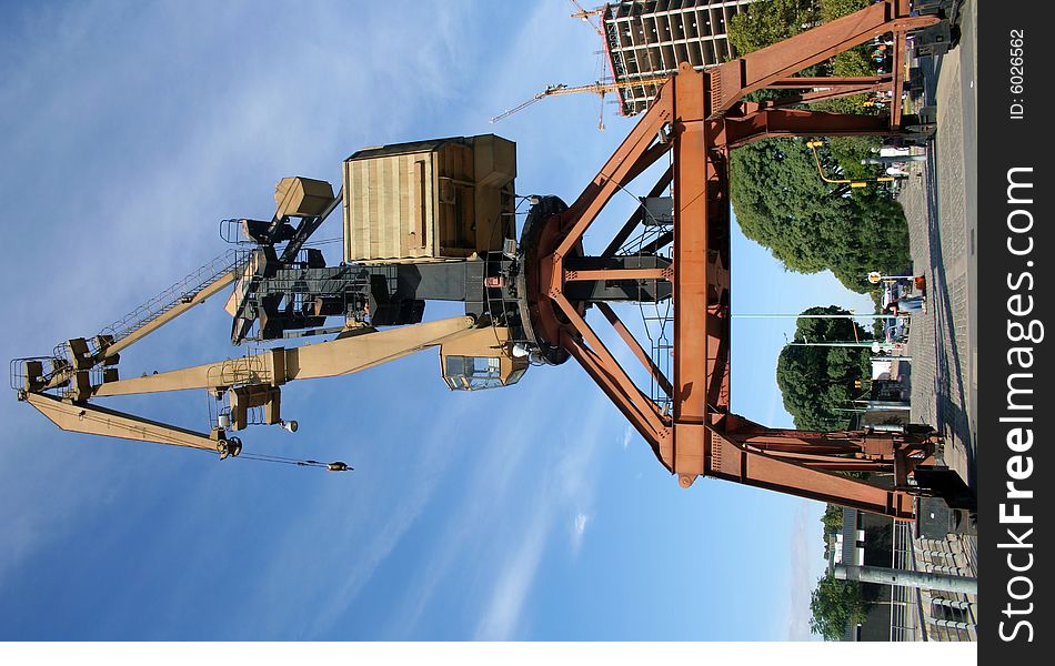 A shipping crane on the dock of Puerto Medero in Buenos Aires, Argentina