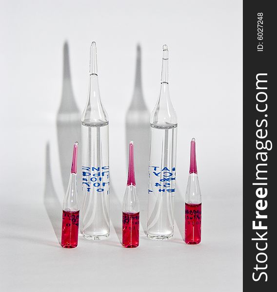 The image of ampoules on a white background. The image of ampoules on a white background