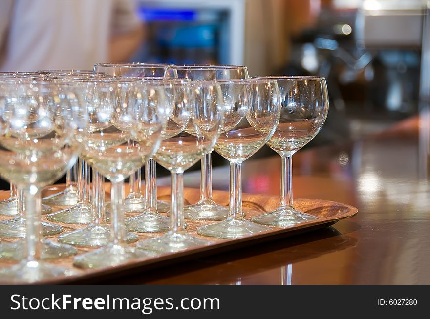 Wine glass on tray