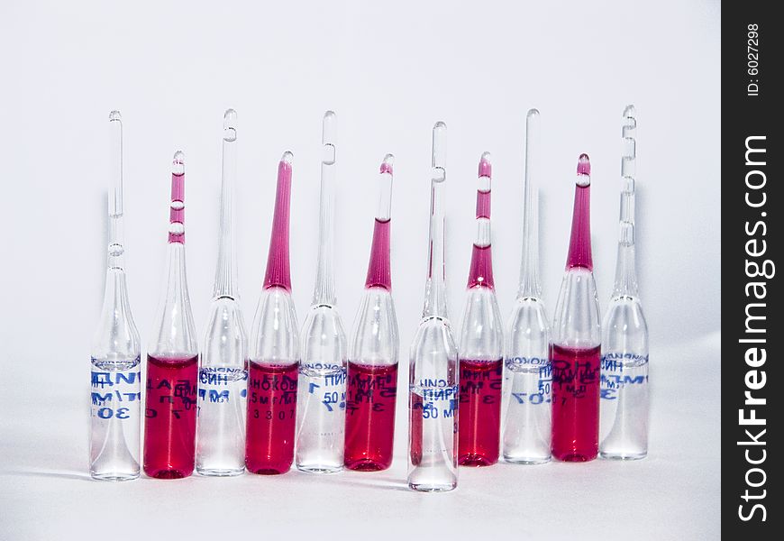 The image of ampoules on a white background. The image of ampoules on a white background