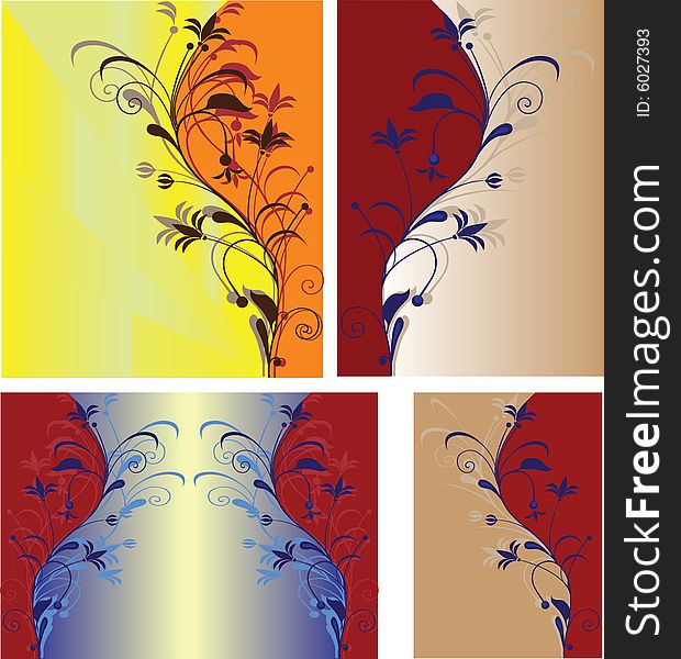 Collection of 4 different coloured floral backgrounds. Collection of 4 different coloured floral backgrounds
