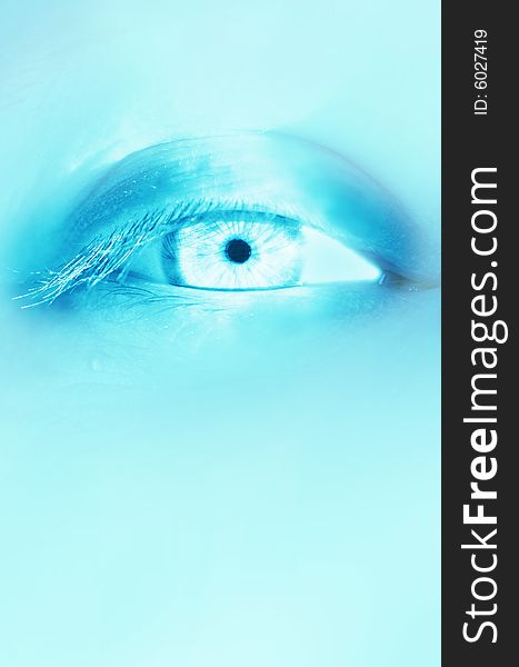 Close view of view in blue with blue background. Close view of view in blue with blue background