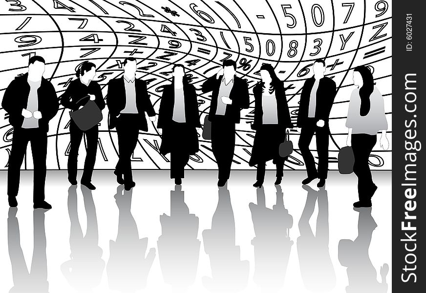 Illustration of business people, black, gray