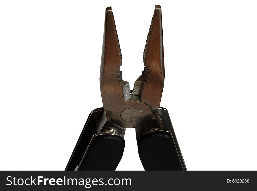 Pair of pliers isolated on the white background
