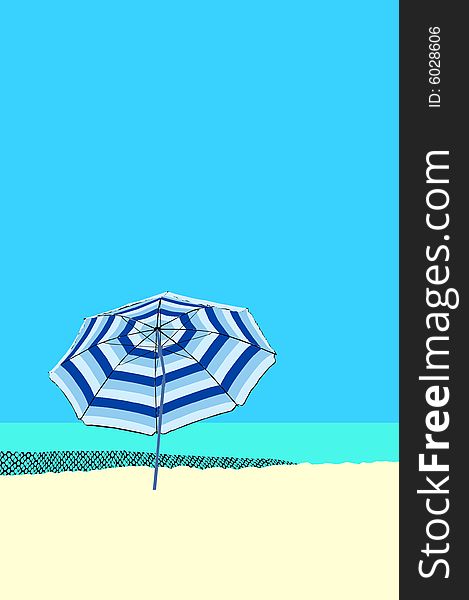 The beach umbrella is on the beach, baltic sea,