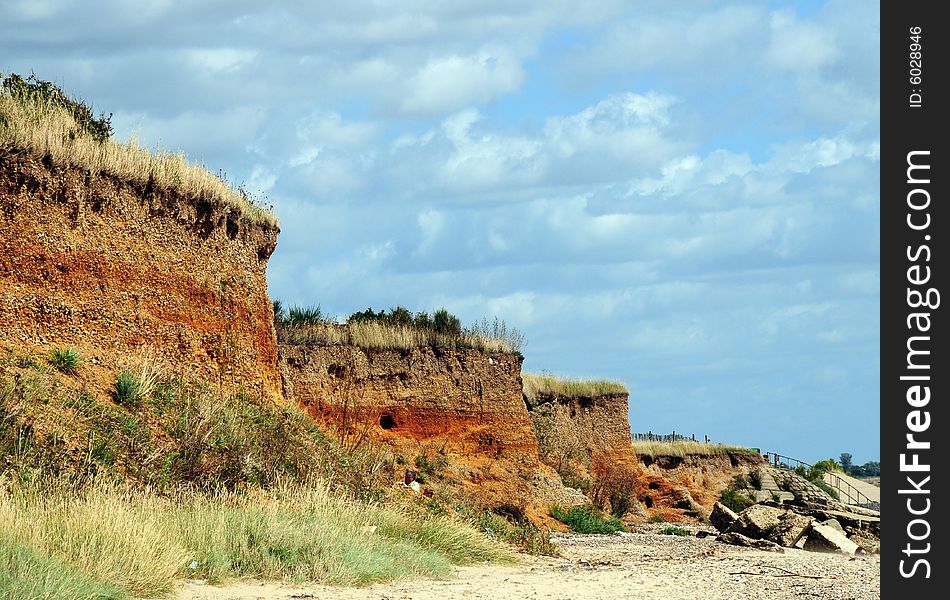 Shot of some sandy cliffs on the beach