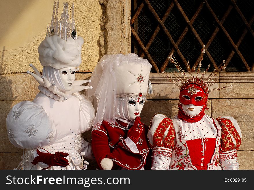Three masks in Venice carnival